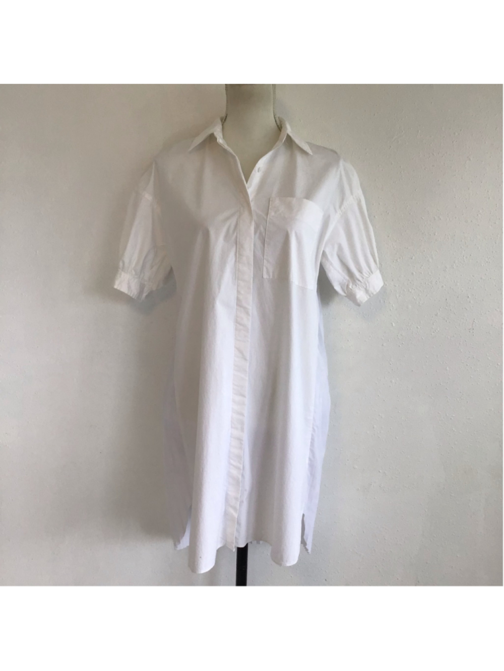Club Monaco Women's Bright White Quarter Sleeves Mini Pleated Shirt Dress XS/TP